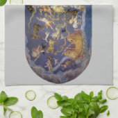 Oude astronomie Hemelse sterrenbeelden fresco Theedoek (Gevouwen)