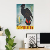 Oude Australië Reisposter Zwarte Kaketoe Poster (Thuiskantoor)