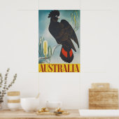 Oude Australië Reisposter Zwarte Kaketoe Poster (Keuken)