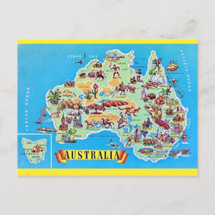 Oude Australische Kaart Ansichtkaart