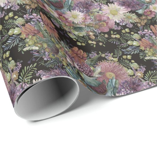Oude Australische Wilde Bloemen Inpakpapier (Rol Hoek)