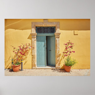 Oude authentieke groene deuren in Nicosia Cyprus Poster