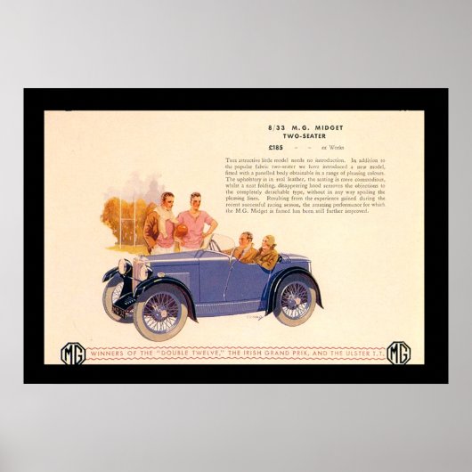 Oude Auto-advertentie Jaren '20 Poster (Voorkant)