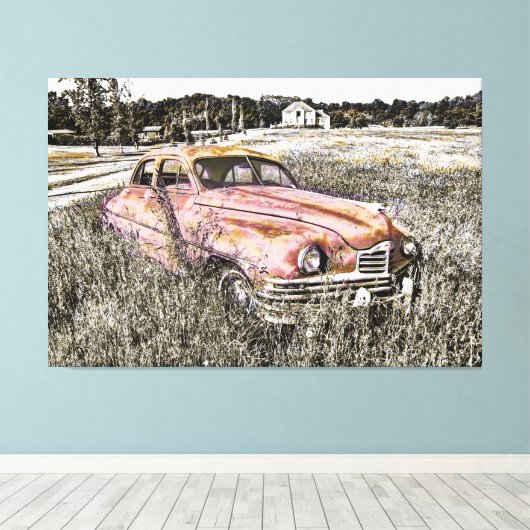 Oude Auto Art 3 Verpakt Canvas (Insitu (Houten vloer))