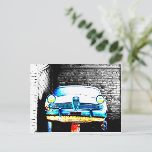 Oude auto briefkaart (Staand voorkant)