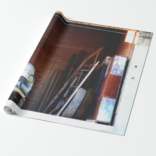 Oude auto cadeaupapier (Uitgerold)