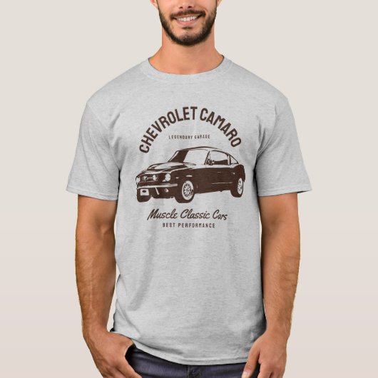 Oude auto Chevrolet camaro typografie  T-shirt (Voorkant)