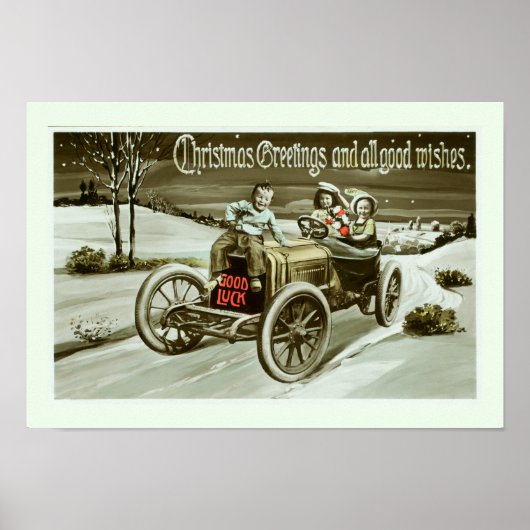 Oude auto en kinderen poster (Voorkant)