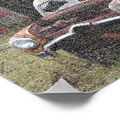 Oude auto en oude Barn Poster (Hoek)