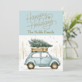 Oude auto foto Kerstmis  Feestdagenkaart (Staand voorkant)