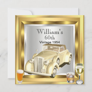Oude auto heren 60ste verjaardagsfeest goud zilver kaart