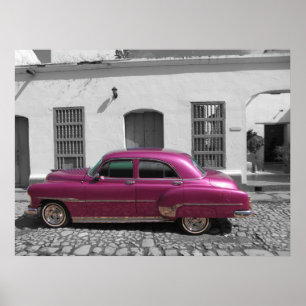Oude auto in Trinidad, Cuba Poster