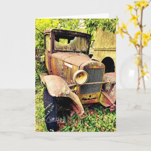 Oude auto  kaart (Gele Bloem)
