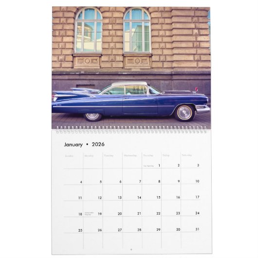 Oude auto-kalender kalender (Jan 2026)