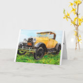 Oude auto liefhebber verjaardagskaart kaart (Gele Bloem)