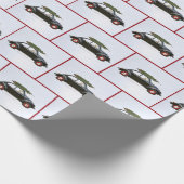 Oude auto met kerstboom en hond cadeaupapier (Hoek)