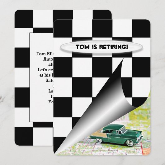 Oude auto met pensioen kaart (Voorkant / Achterkant)