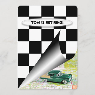 Oude auto met pensioen kaart