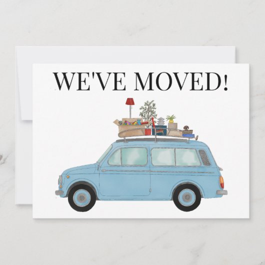 Oude auto Nieuw adreskaart Aankondiging (Voorkant)