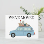 Oude auto Nieuw adreskaart Aankondiging (Staand voorkant)