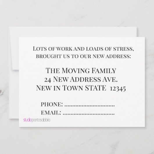 Oude auto Nieuw adreskaart Aankondiging (Achterkant)