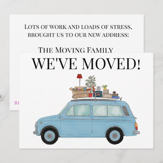 Oude auto Nieuw adreskaart Aankondiging (Voorkant / Achterkant)