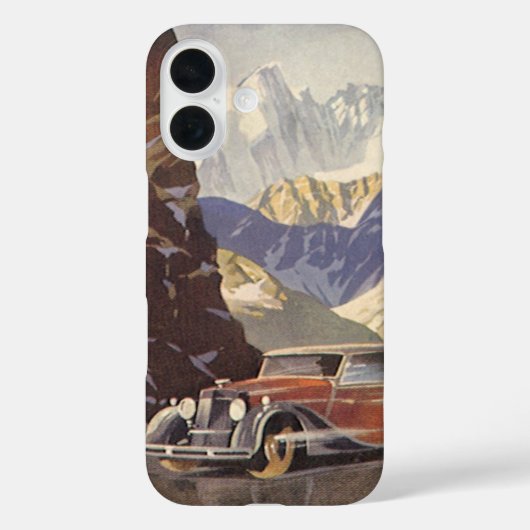 Oude auto op bergweg in de winter met sneeuw Case-Mate iPhone case (Achterkant)