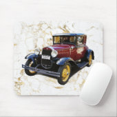 Oude auto op witte en gouden marmer muismat (Met muis)