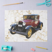 Oude auto op witte en goudmarmer, ontkoppeld tissuepapier (Craft)