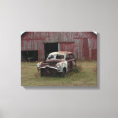Oude auto, oude Barn Canvas Afdruk (Voorkant)
