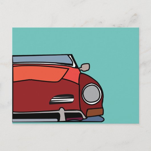 Oude auto rode grafische afbeelding briefkaart (Voorkant)