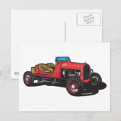 Oude auto (rood) briefkaart (Voorkant / Achterkant)