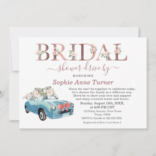 Oude auto Roze Blush Florence Vrijgezellenfeest dr Kaart (Voorkant)