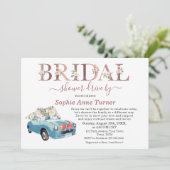 Oude auto Roze Blush Florence Vrijgezellenfeest dr Kaart (Staand voorkant)