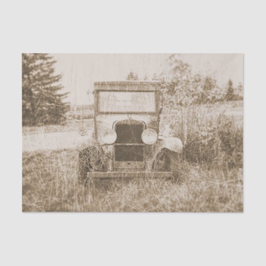  oude auto Sepia Antiek roestachtige textuur Tissuepapier (Voorkant)
