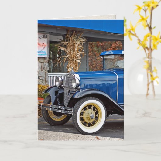  oude auto-Vaderdag Kaart (Gele Bloem)