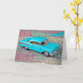 Oude auto van 1957 voor Boss Day Kaart (Gele Bloem)