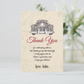 oude auto , verjaardag , baby shower , dank je kaa bedankkaart (Staand voorkant)