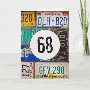 Oude Autokentekenplaten voor 68e Verjaardag Kaart