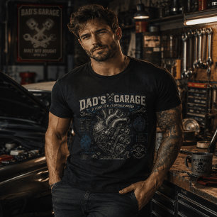 Oude Automechanicus Vader Grappige Retro Blauwdruk T-shirt