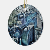 Oude auto's en junkards, retro 01 keramisch ornament (Links)
