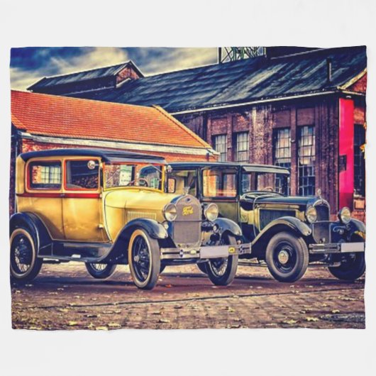 OUDE AUTO'S FLEECE DEKEN (Voorkant (Horizontaal))