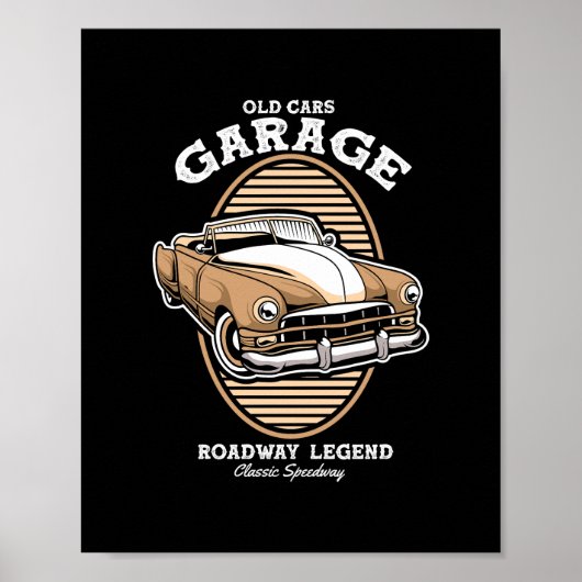 Oude Auto's Garage Weg Legende Poster (Voorkant)