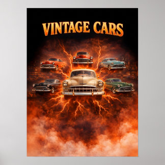 Oude auto's illegale kunst poster
