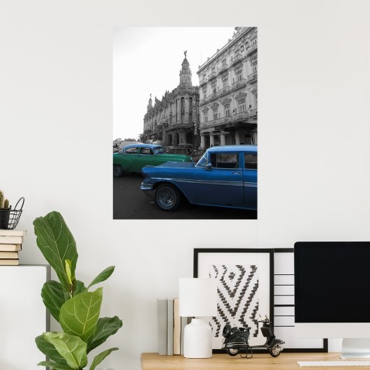 Oude auto's in Havana Poster (Thuiskantoor)