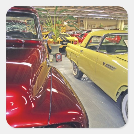 Oude auto's in Tallahassee Automobile Museum Vierkante Sticker (Voorkant)