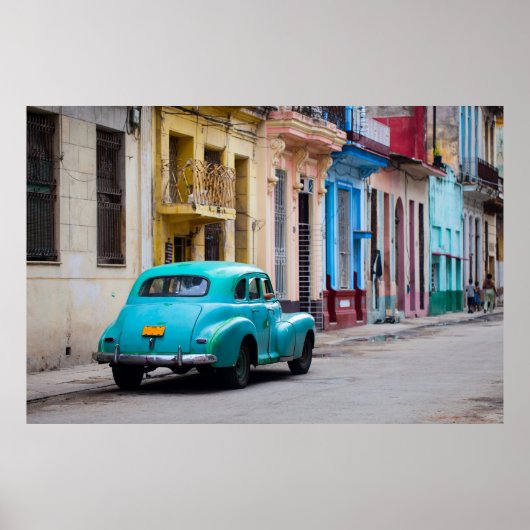 Oude auto's op de straten van Havana Poster (Voorkant)