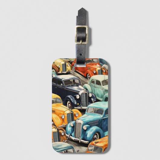 Oude Auto's Patroon Bagagelabel (Voorkant (verticaal))