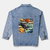 Oude Auto's Patroon Denim Jacket (Achterkant)