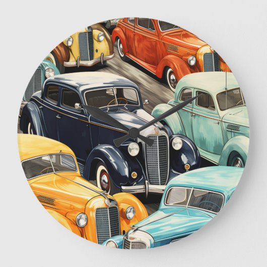 Oude Auto's Patroon Grote Klok (Voorkant)